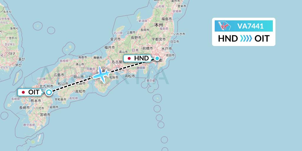 VA7441 Virgin Australia Flight Map: Tokyo to Oita