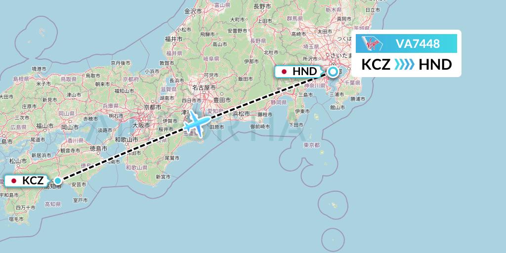 VA7448 Virgin Australia Flight Map: Nankoku to Tokyo