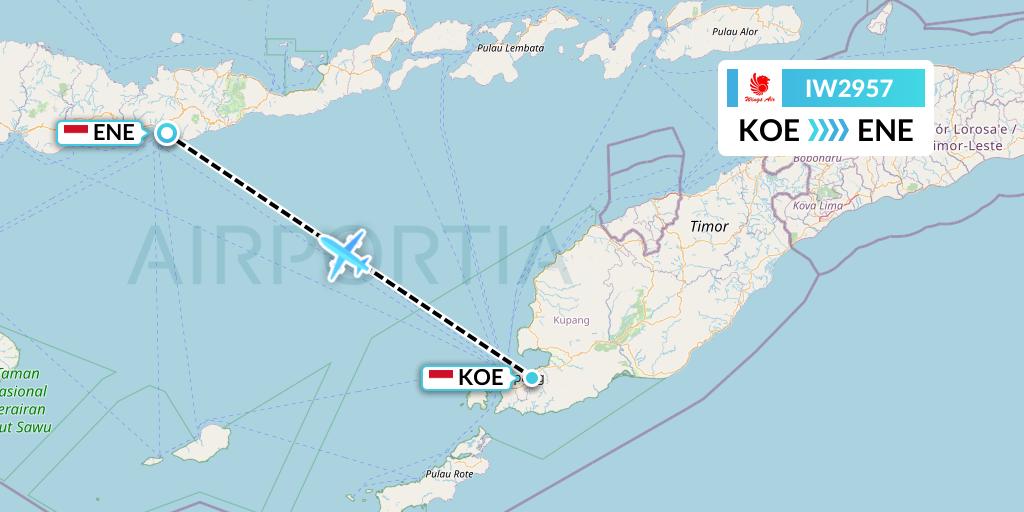 IW2957 Wings Air Flight Map: Kupang to Ende