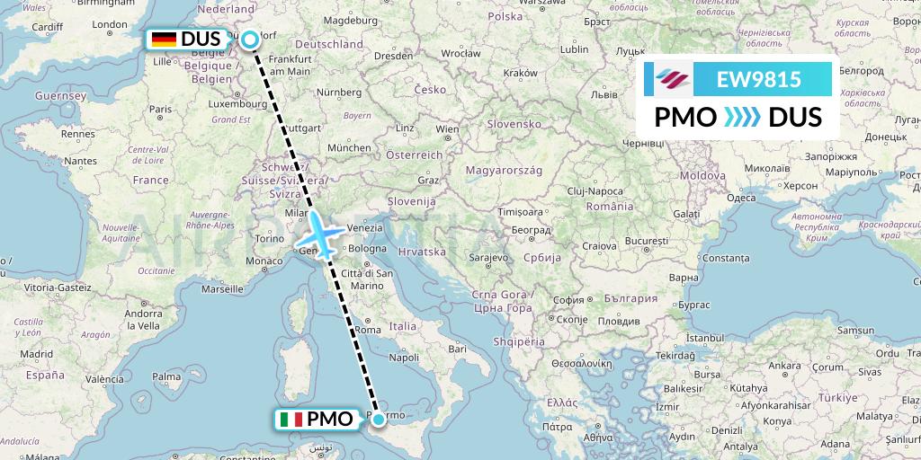 EW9815 Eurowings Flight Map: Palermo to Dusseldorf