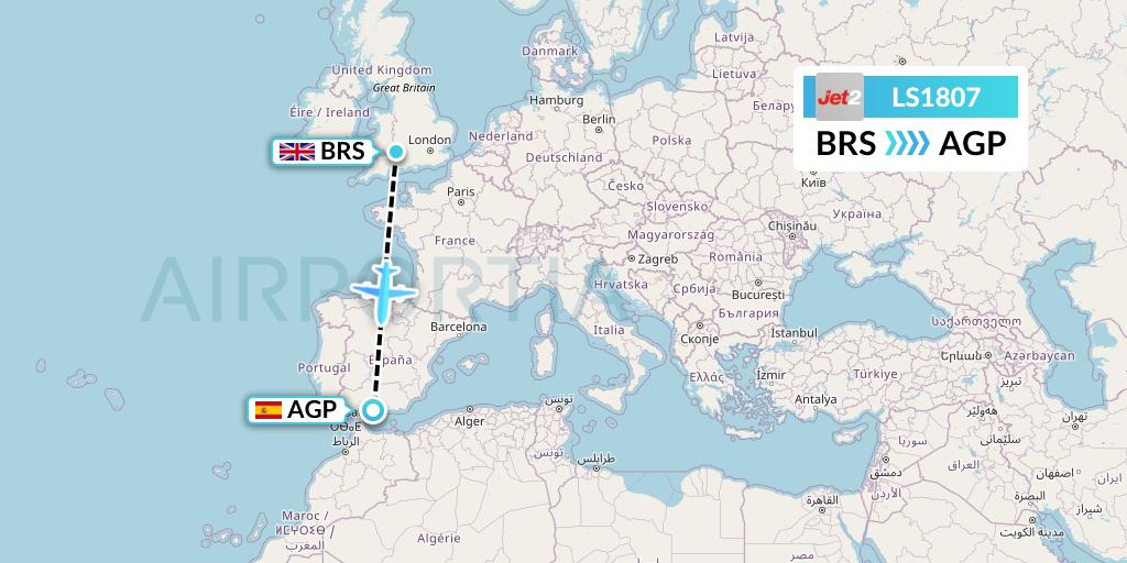 LS1807 Jet2 Flight Map: Bristol to Malaga