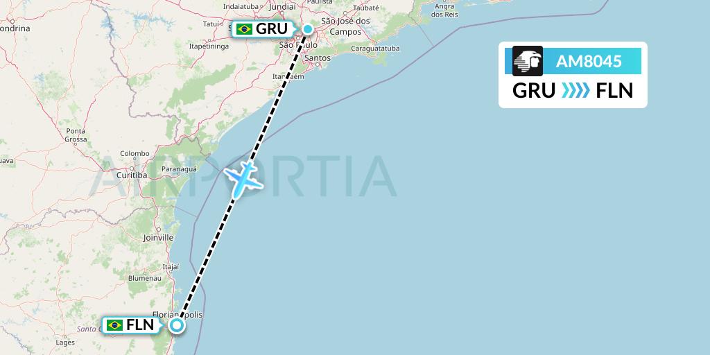 AM8045 Aeromexico Flight Map: Sao Paulo to Florianopolis