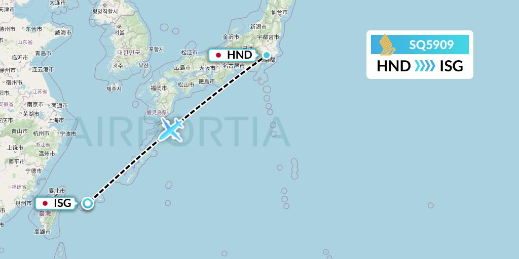 SQ5909 Singapore Airlines Flight Map: Tokyo to Ishigaki