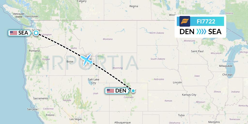 FI7722 Icelandair Flight Map: Denver to Seattle