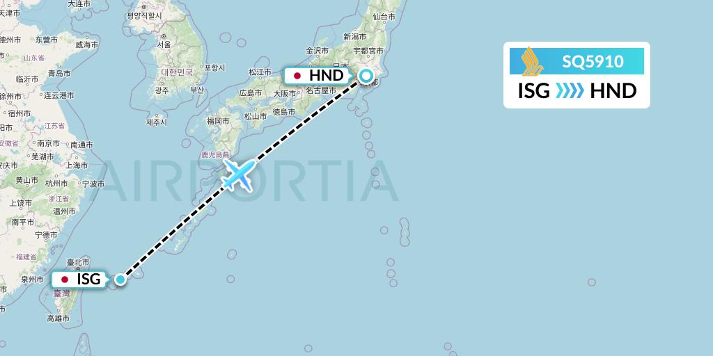 SQ5910 Singapore Airlines Flight Map: Ishigaki to Tokyo