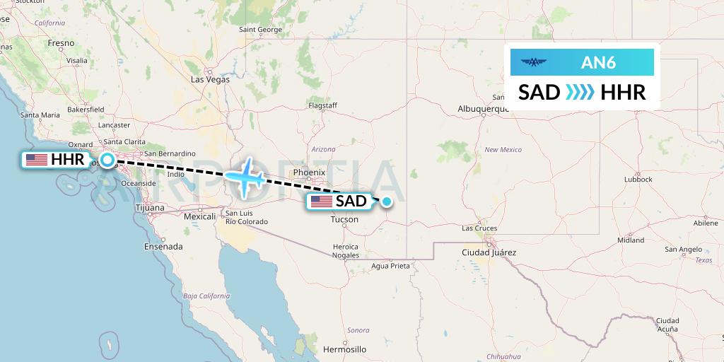AN6 Advanced Air Flight Map: Safford to Hawthorne