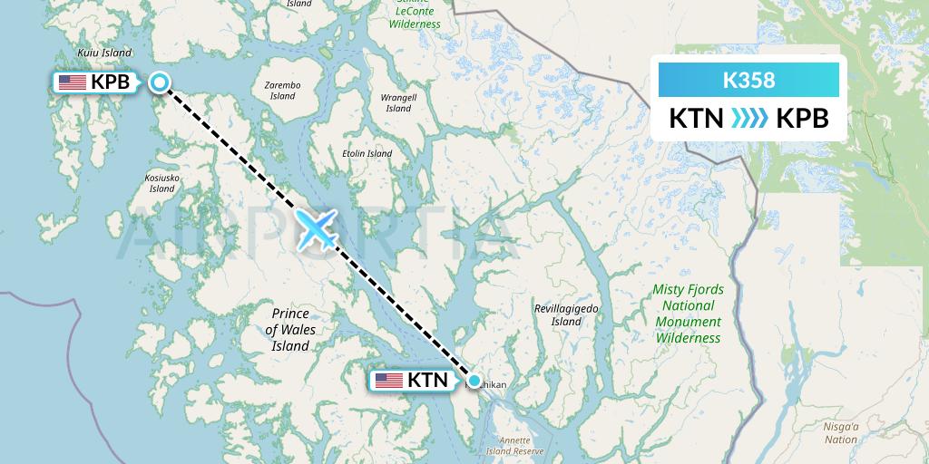 K358 Taquan Air Flight Map: Ketchikan to Point Baker