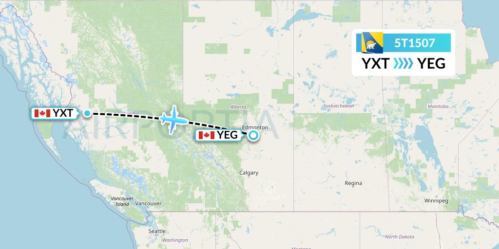 5T1507 Canadian North Flight Map: Terrace to Edmonton