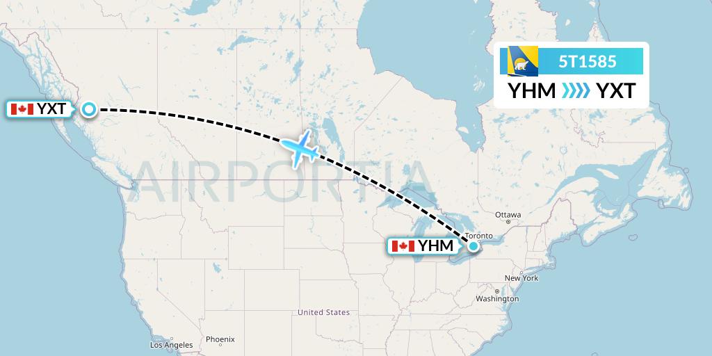 5T1585 Canadian North Flight Map: Hamilton to Terrace