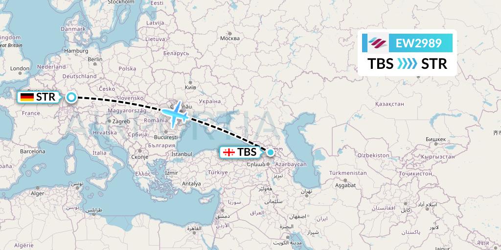 EW2989 Eurowings Flight Map: Tbilisi to Stuttgart