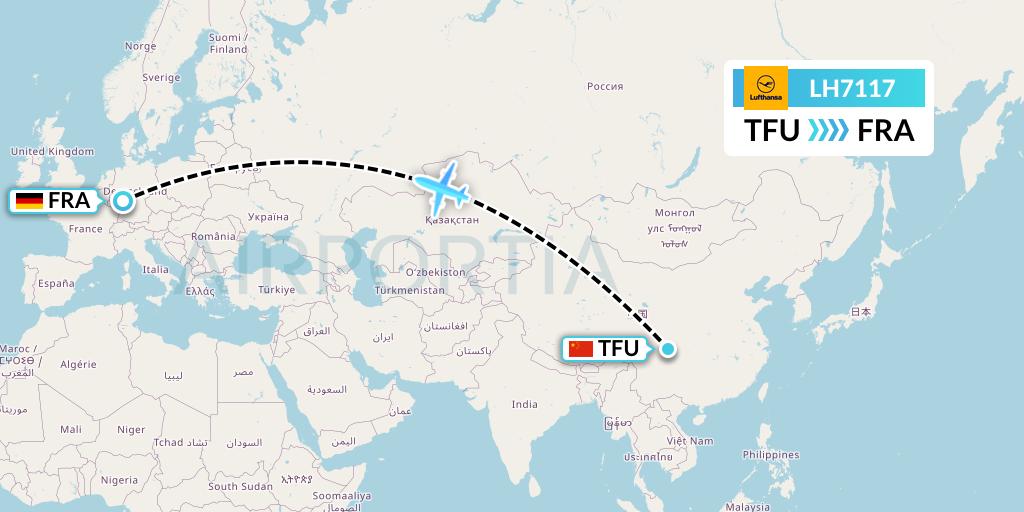LH7117 Lufthansa Flight Map: Chengdu to Frankfurt