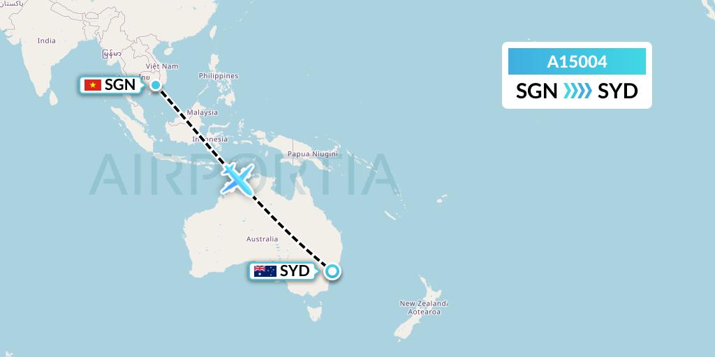 A15004 A.p.g. Distribution Systems Flight Map: Ho Chi Minh City to Sydney