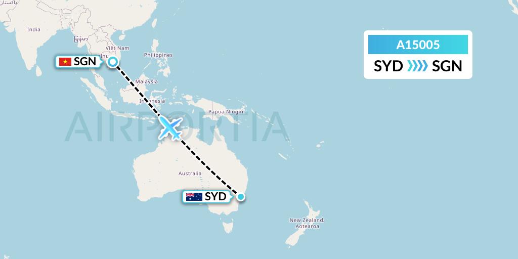 A15005 A.p.g. Distribution Systems Flight Map: Sydney to Ho Chi Minh City