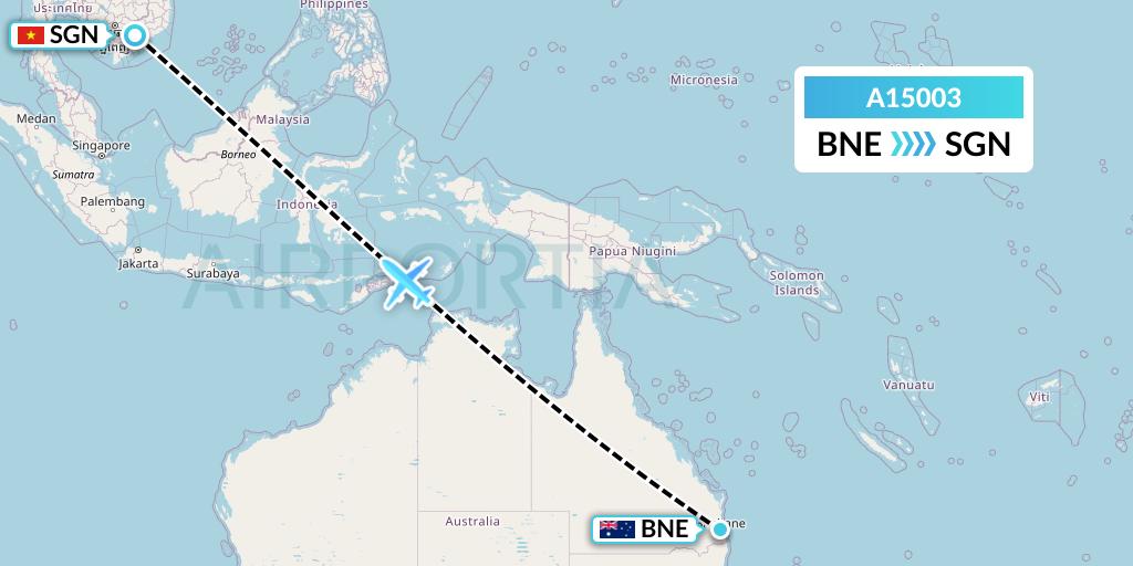 A15003 A.p.g. Distribution Systems Flight Map: Brisbane to Ho Chi Minh City