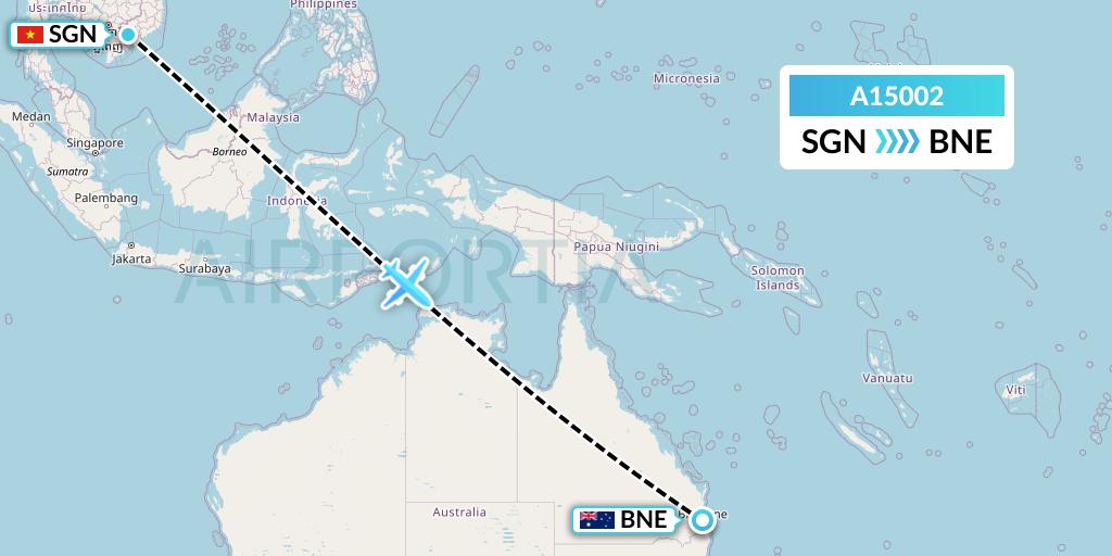A15002 A.p.g. Distribution Systems Flight Map: Ho Chi Minh City to Brisbane