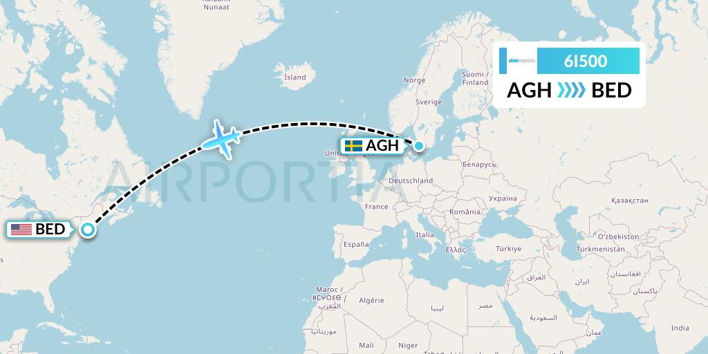 6I500 Air Alsie Flight Map: Angelholm to Bedford