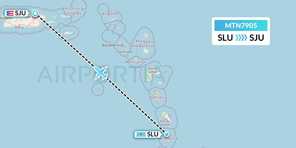 MTN7905 Flight Status Mountain Air Cargo Castries to San Juan