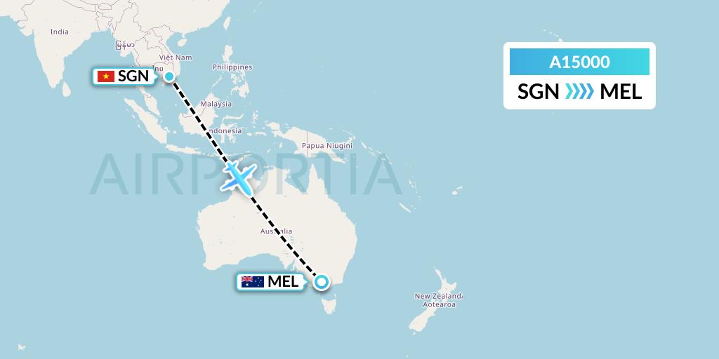 A15000 A.p.g. Distribution Systems Flight Map: Ho Chi Minh City to Melbourne