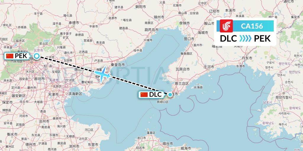 CA156 Air China Flight Map: Dalian to Beijing