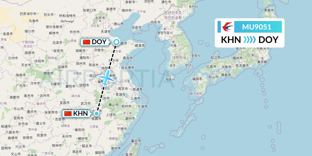 MU9051 China Eastern Airlines Flight Map: Nanchang to Dongying