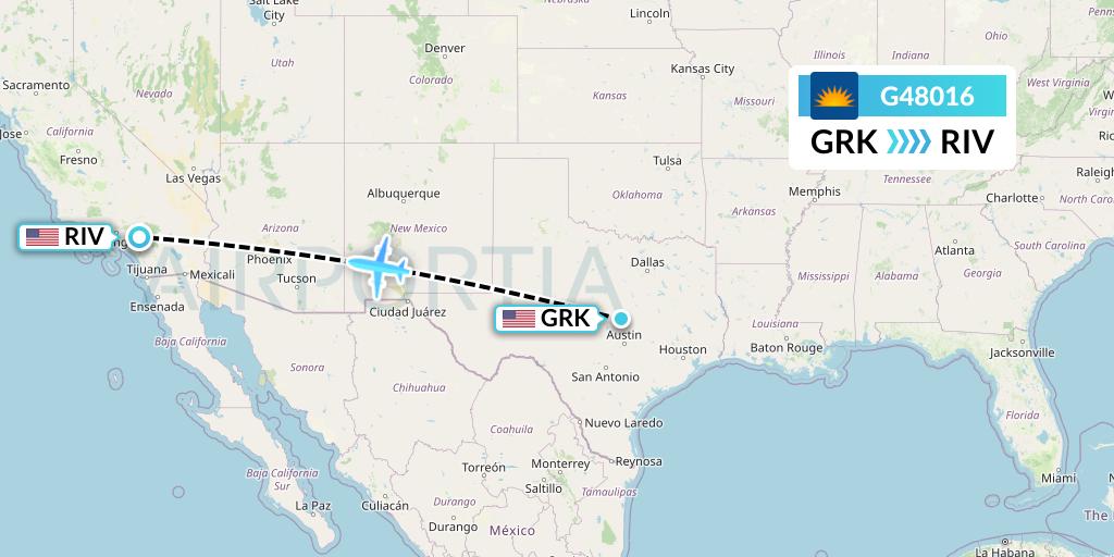 G48016 Allegiant Air Flight Map: Killeen to Riverside
