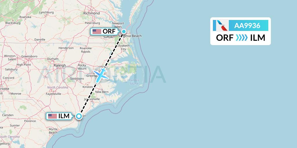 AA9936 Flight Status American Airlines Norfolk to Wilmington (AAL9936)