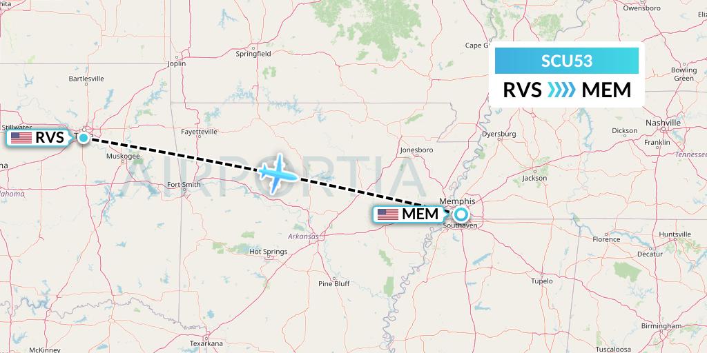 SCU53 Air Scorpio Flight Map: Tulsa to Memphis