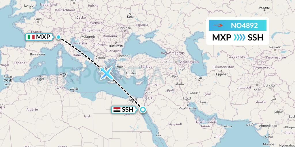 NO4892 Neos Flight Map: Milan to Sharm el-Sheikh