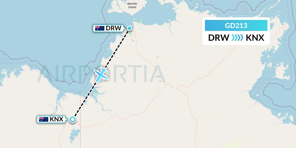 GD213 Aviair Pty Ltd Flight Map: Darwin to Kununurra