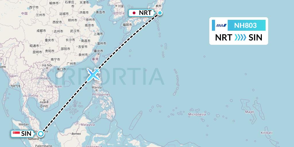 NH803 All Nippon Airways Flight Map: Tokyo to Singapore