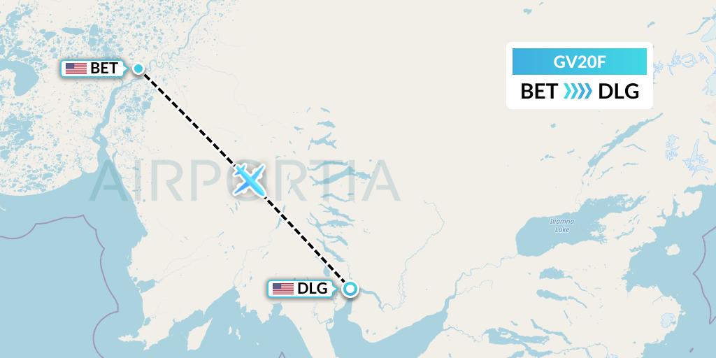 GV20F Grant Aviation Flight Map: Bethel to Dillingham