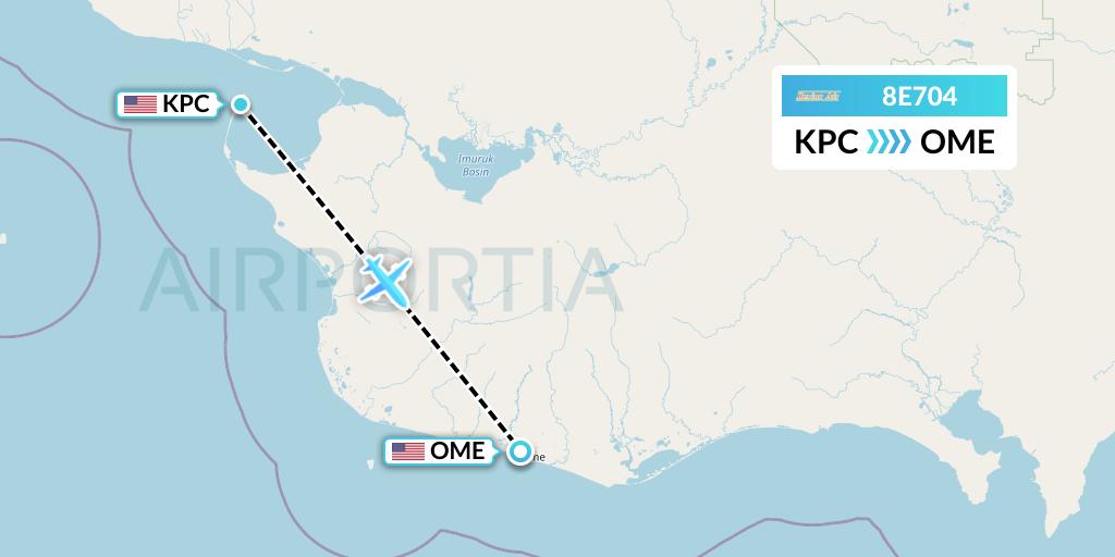 8E704 Bering Air Flight Map: Port Clarence to Nome