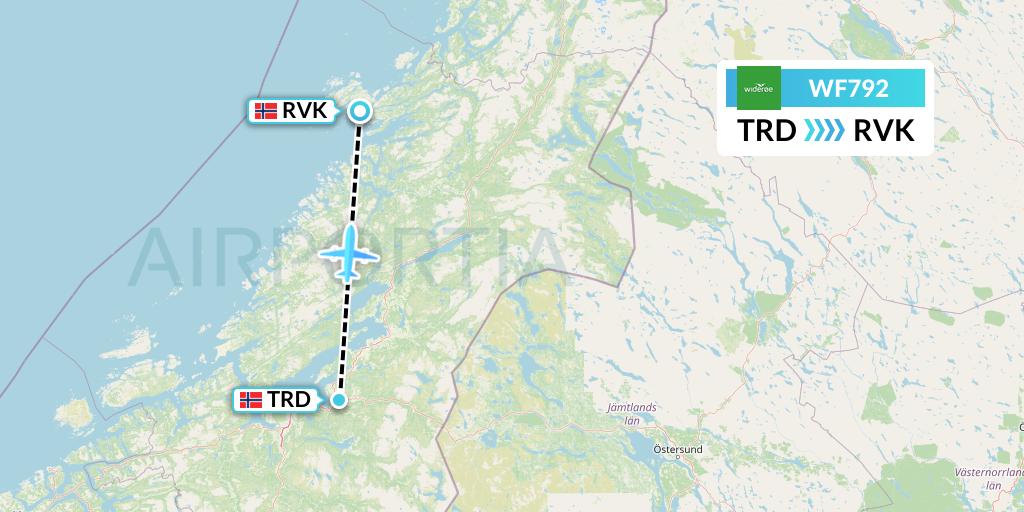 WF792 Wideroe Flight Map: Trondheim to Rorvik