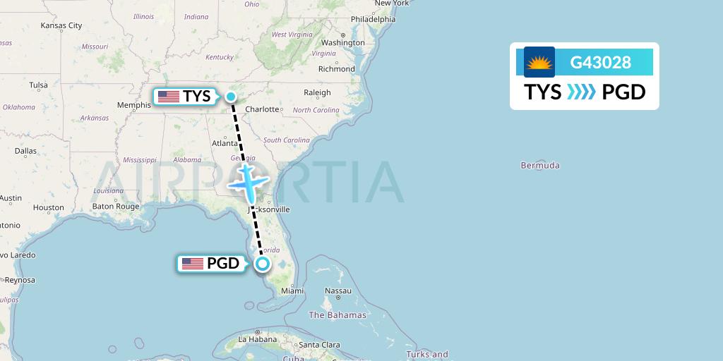 G43028 Allegiant Air Flight Map: Knoxville to Punta Gorda