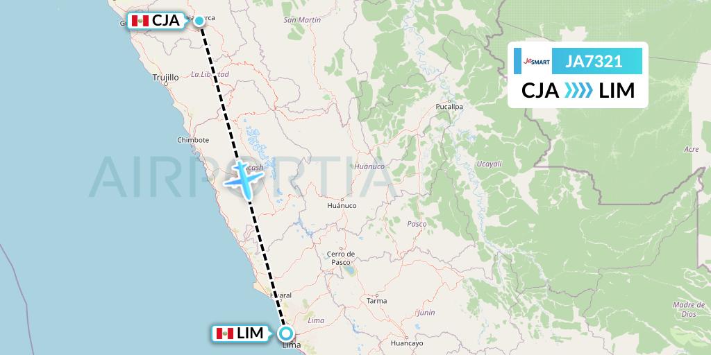 JA7321 JetSMART Flight Map: Cajamarca to Lima