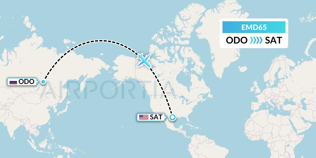 EMD65 Eaglemed Flight Map: Bodaybo to San Antonio