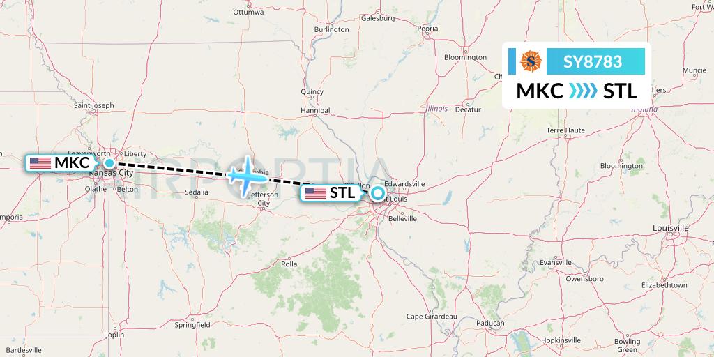SY8783 Flight Status Sun Country Airlines Kansas City to St. Louis