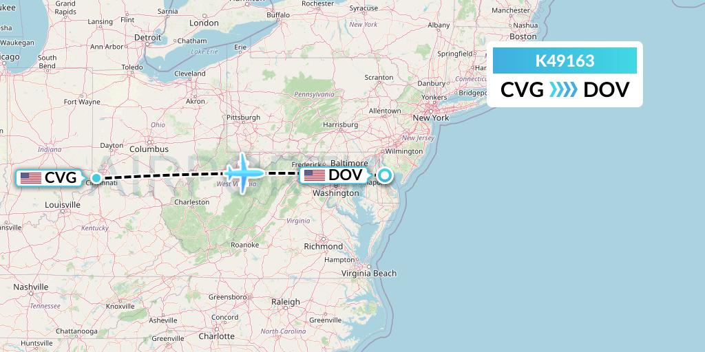 K49163 Kalitta Air Flight Map: Cincinnati to Dover-Cheswold