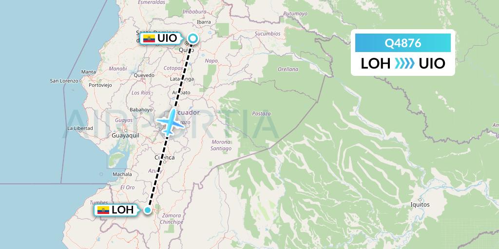 Q4876 Euroairlines Flight Map: La Toma (Catamayo) to Quito