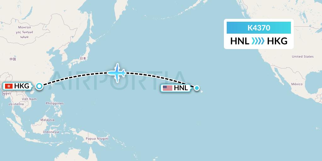 K4370 Kalitta Air Flight Map: Honolulu to Hong Kong