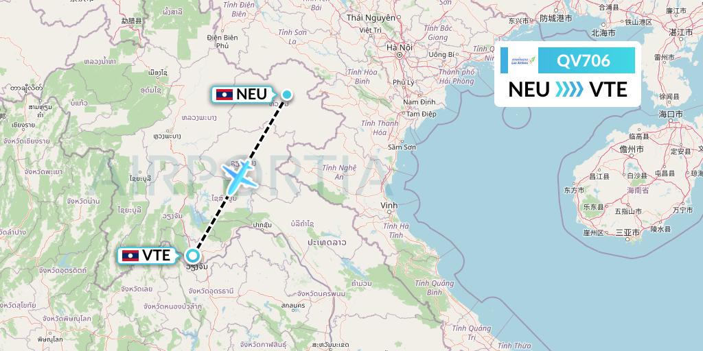 QV706 Lao Airlines Flight Map: Laos to Vientiane