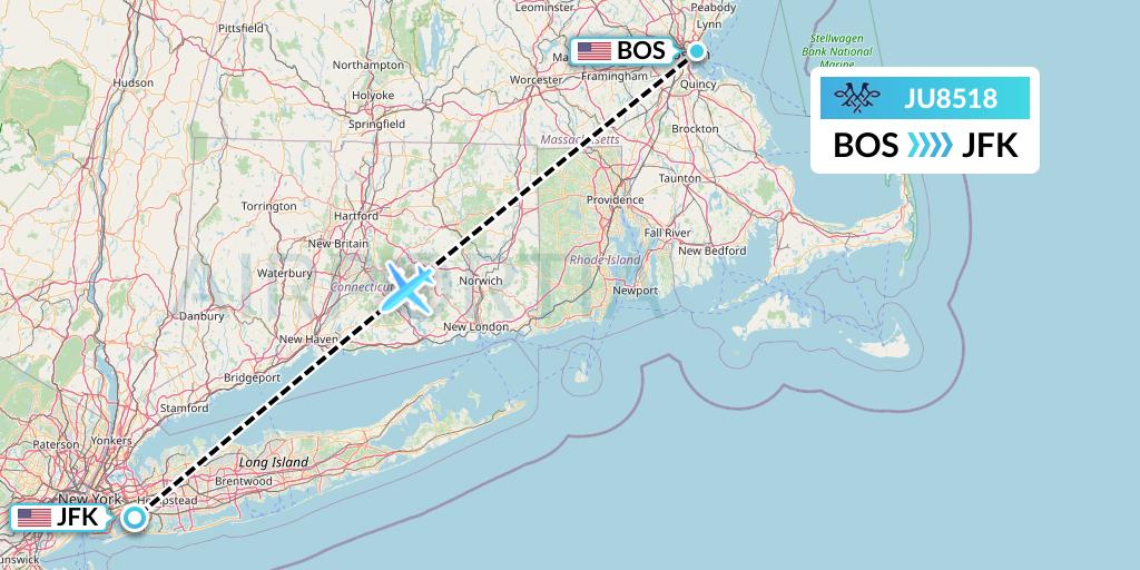 JU8518 AirSERBIA Flight Map: Boston to New York