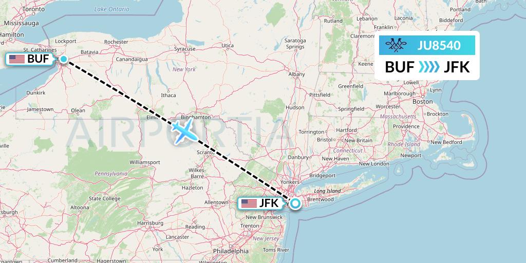 JU8540 AirSERBIA Flight Map: Buffalo to New York