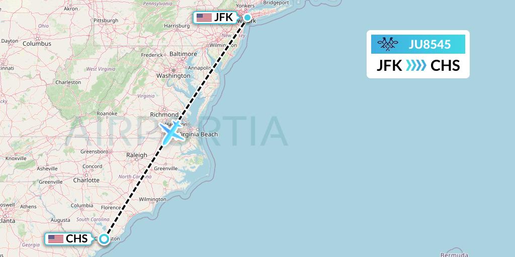 JU8545 AirSERBIA Flight Map: New York to Charleston