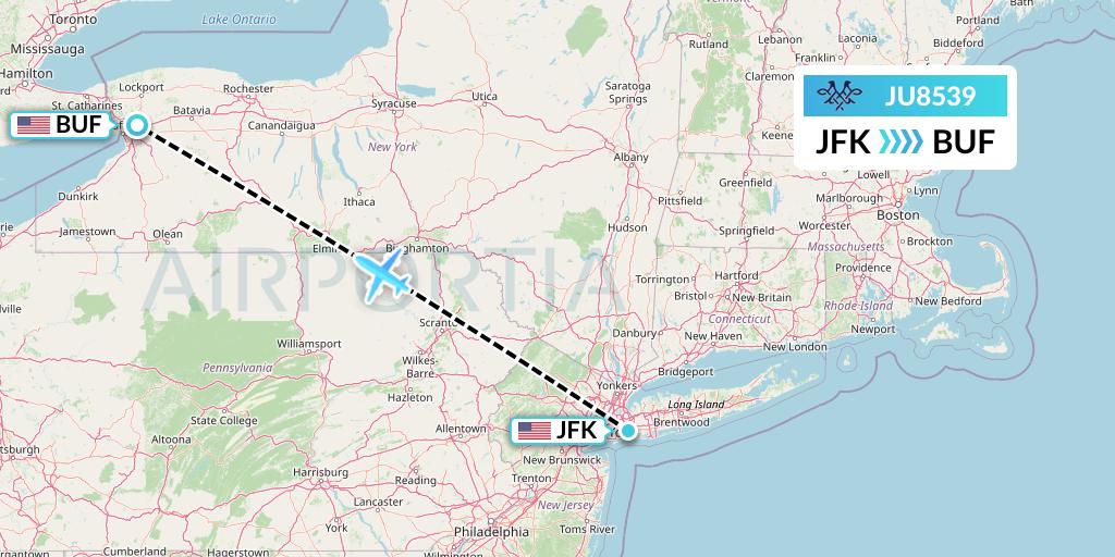 JU8539 AirSERBIA Flight Map: New York to Buffalo