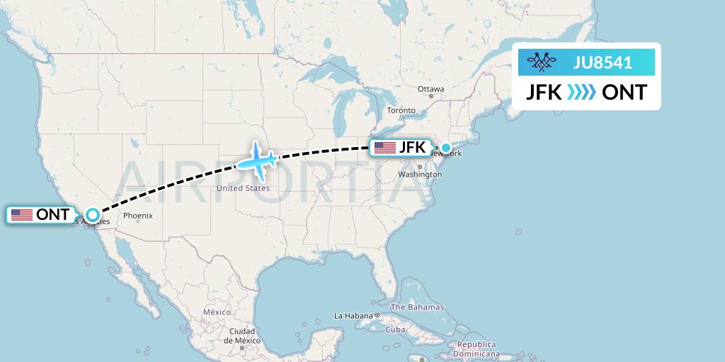 JU8541 AirSERBIA Flight Map: New York to Ontario