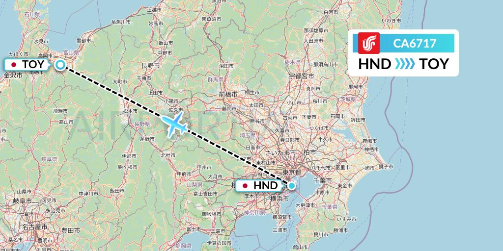 CA6717 Air China Flight Map: Tokyo to Toyama