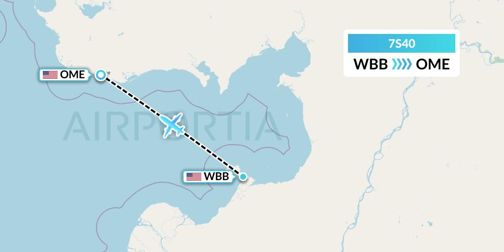 7S40 Ryan Air (USA) Flight Map: Stebbins to Nome