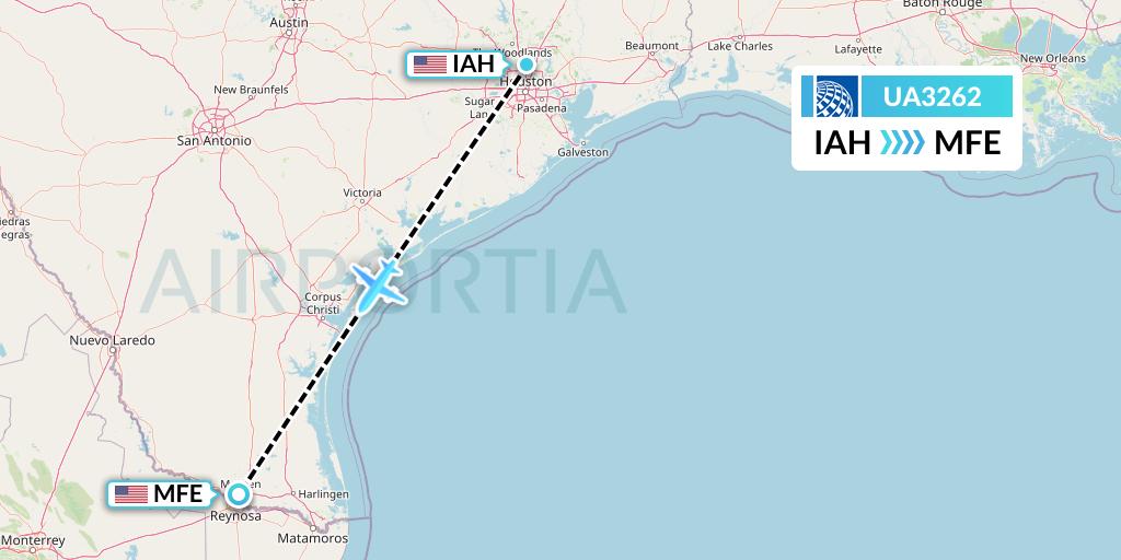 UA3262 United Airlines Flight Map: Houston to McAllen