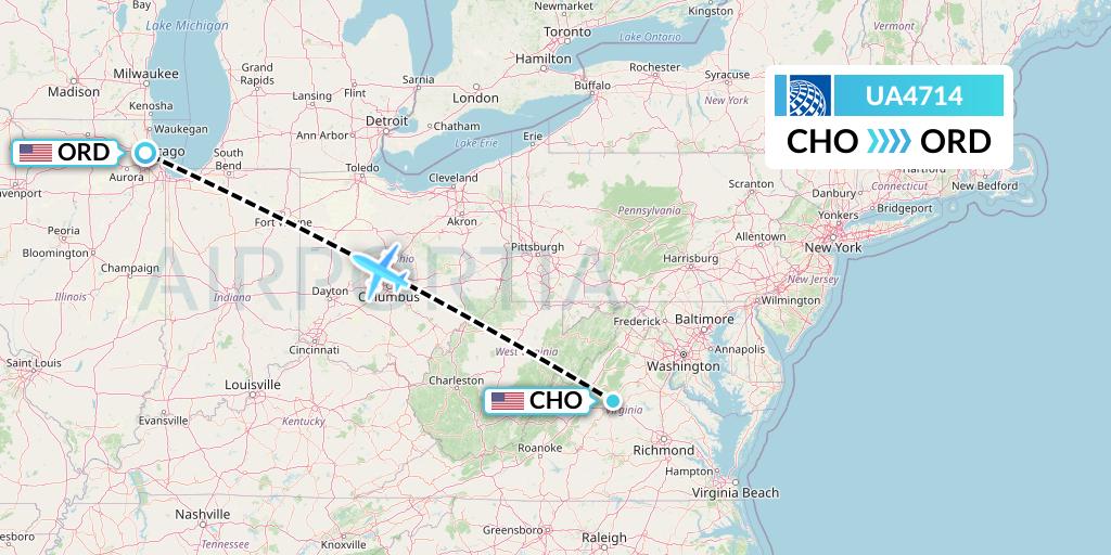 UA4714 Flight Status United Airlines Charlottesville to Chicago (UAL4714)